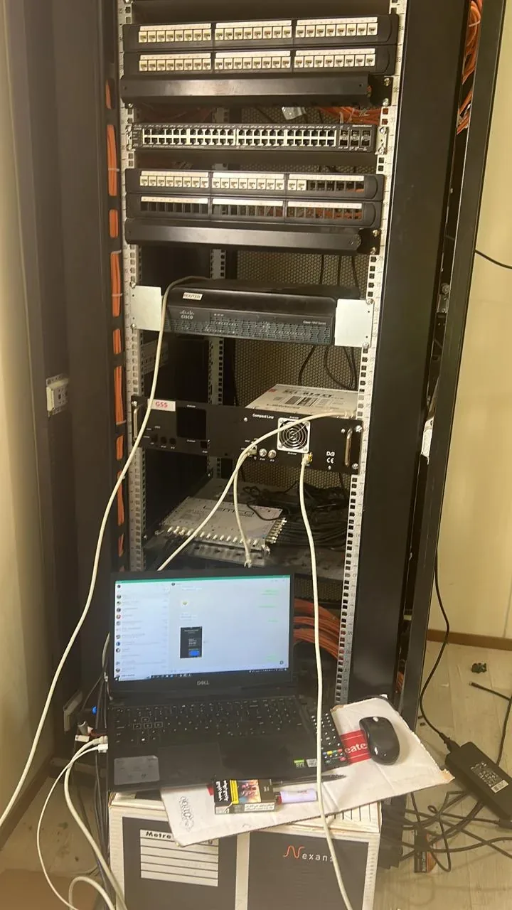 Dammam hotel and facility integration example showing iPTV headend and network rack installation for the Aramco JGC labour camp IPTV and Wi-Fi project near Al Kharj, Riyadh Region