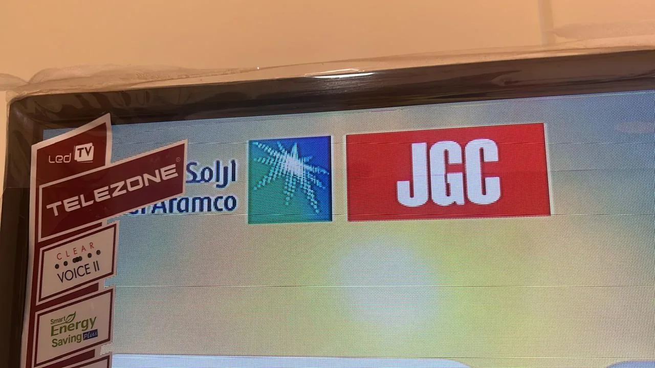 Dammam hotel and facility integration example showing iPTV system testing and verification on a Smart TV for the Aramco JGC project