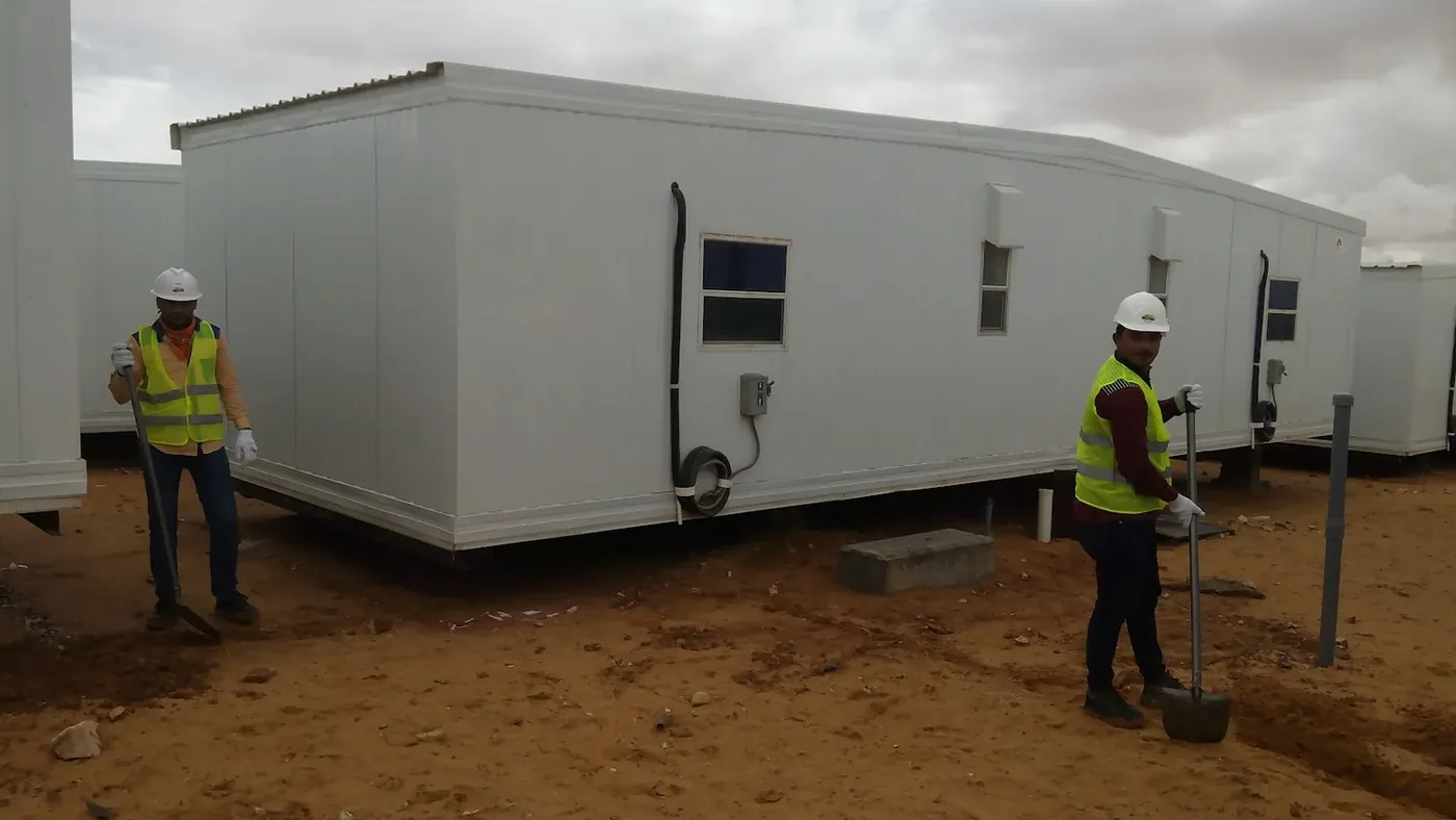 Dammam hotel and facility integration example showing labour camp infrastructure work for the Aramco gas and oil project in Turaif