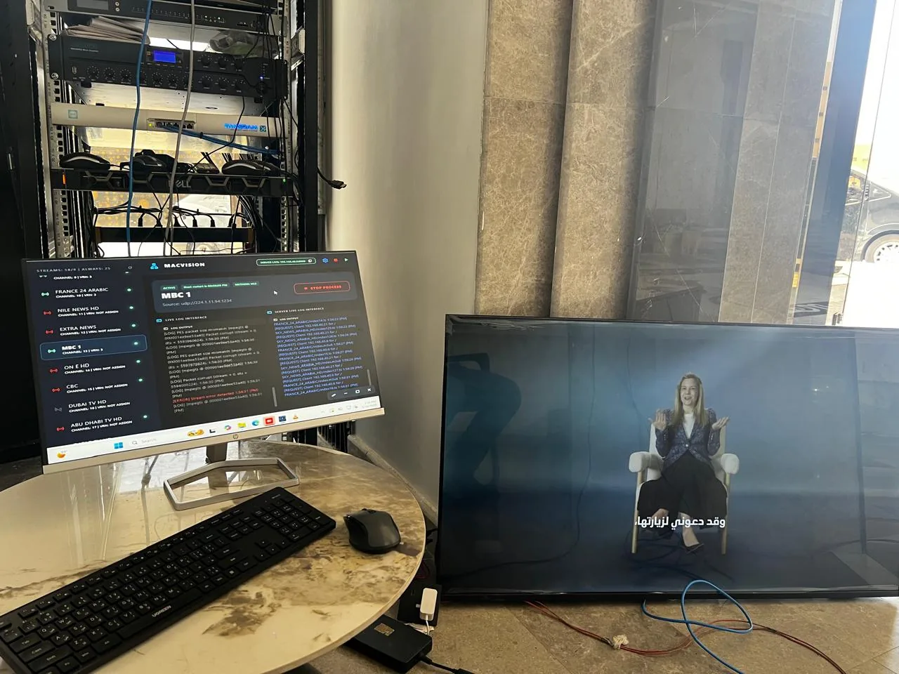 Dammam hotel and facility integration example showing mACVISION Middleware Monitoring and Channel Testing - Al Meaqat Plaza Madinah