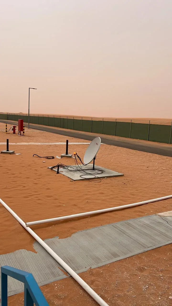Dammam hotel and facility integration example showing mATV dish base and site preparation for the Aramco labour camp project in Turaif