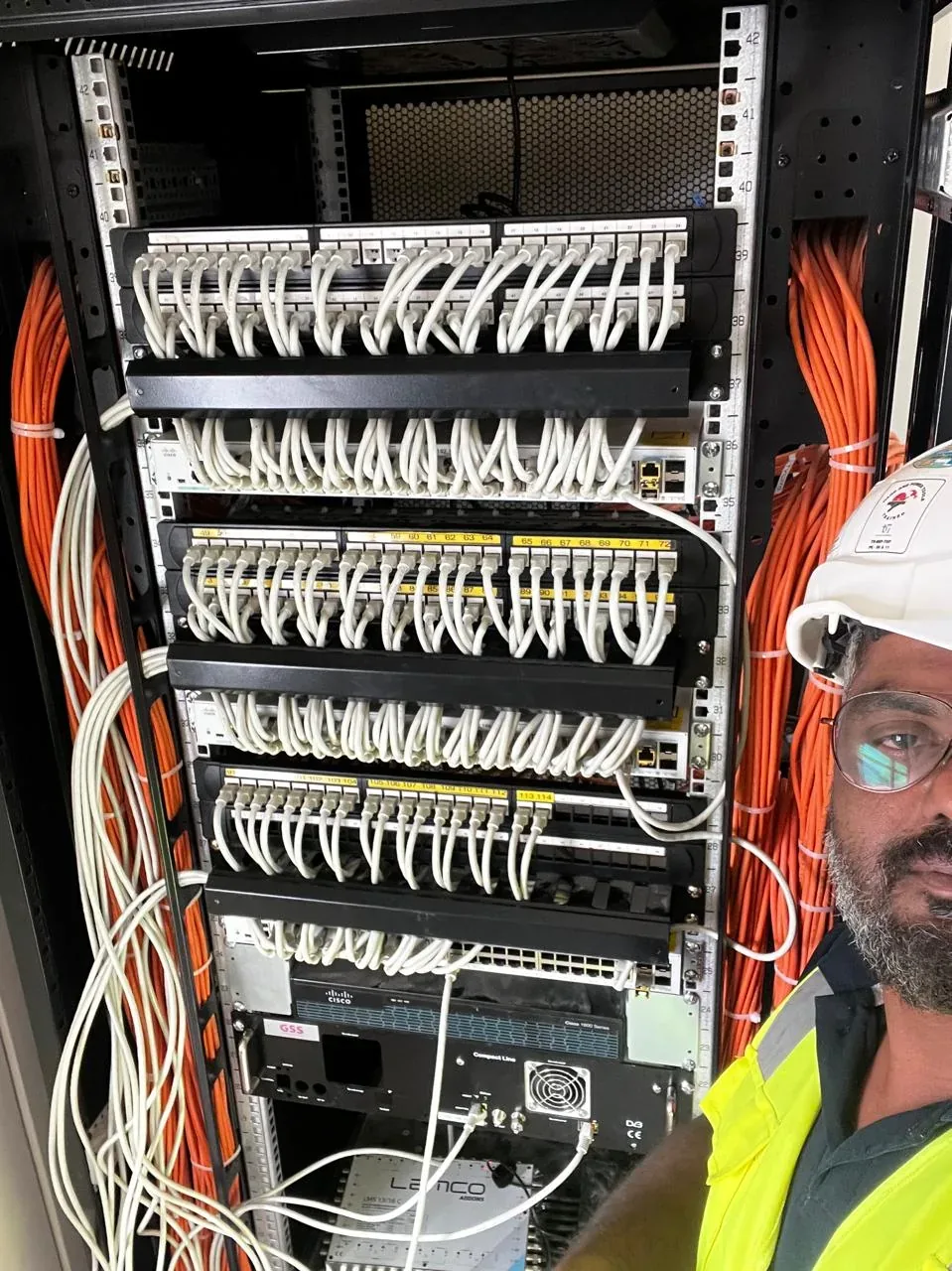 Dammam hotel and facility integration example showing mATV rack and signal distribution installation for the Turaif labour camp project