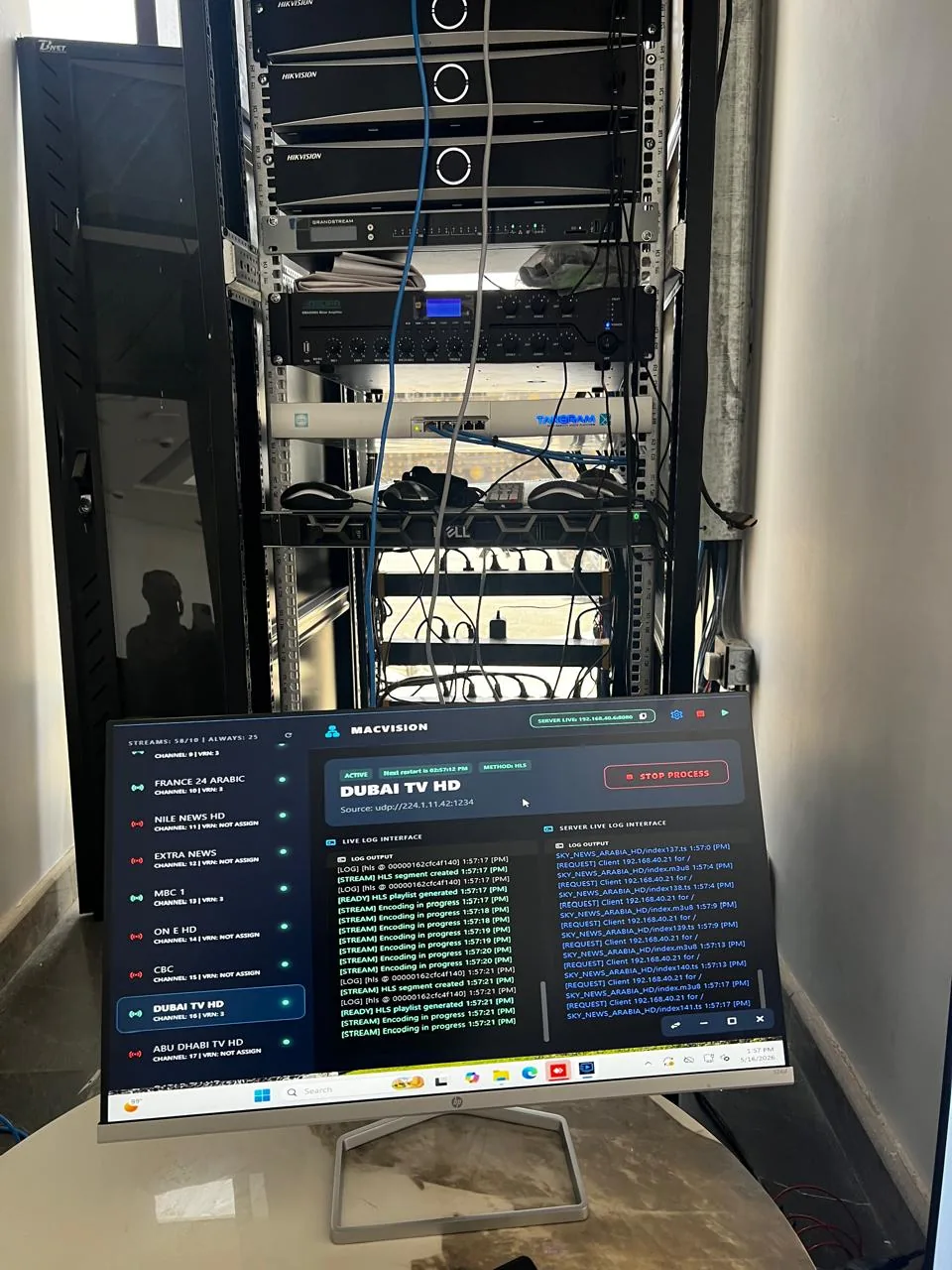 Dammam hotel and facility integration example showing rack and IPTV Distribution System Configuration - Al Meaqat Plaza Madinah