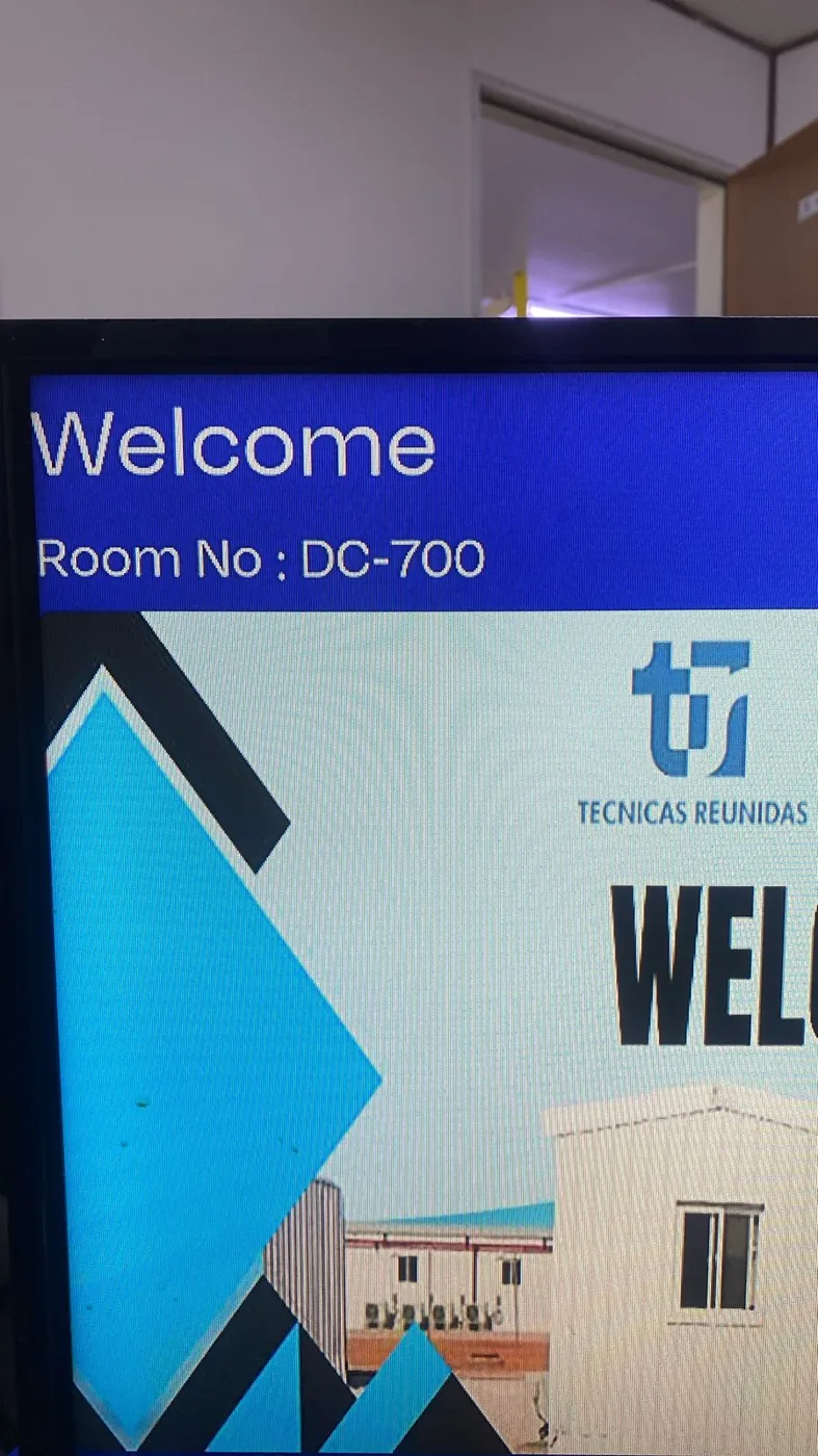 Dammam hotel and facility integration example showing room Welcome Screen with TV Line Assignment - Tecnicas Reunidas Labour Camp