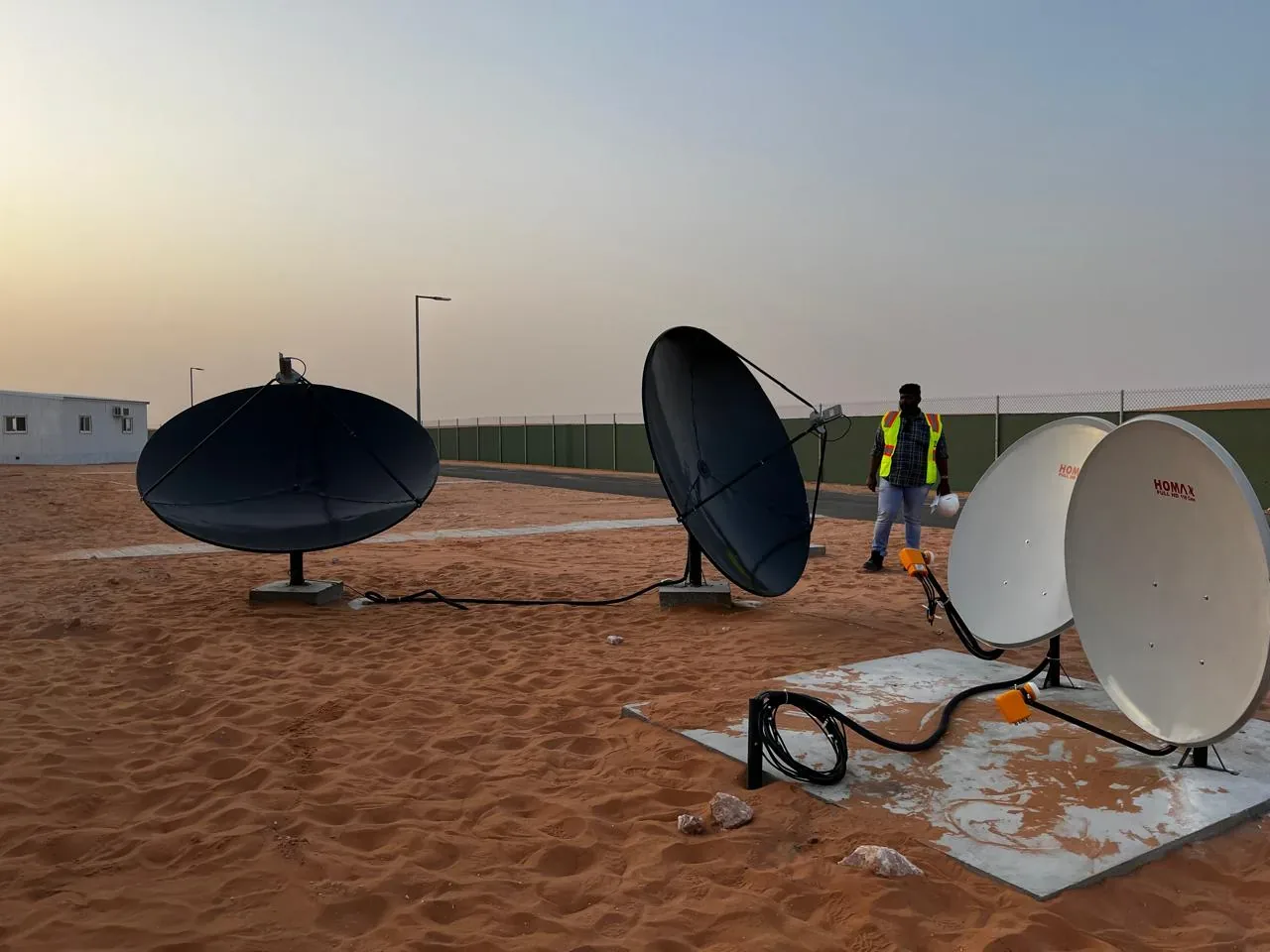 Dammam hotel and facility integration example showing satellite reception system installation for the Saudi labour camp IPTV and Wi-Fi project