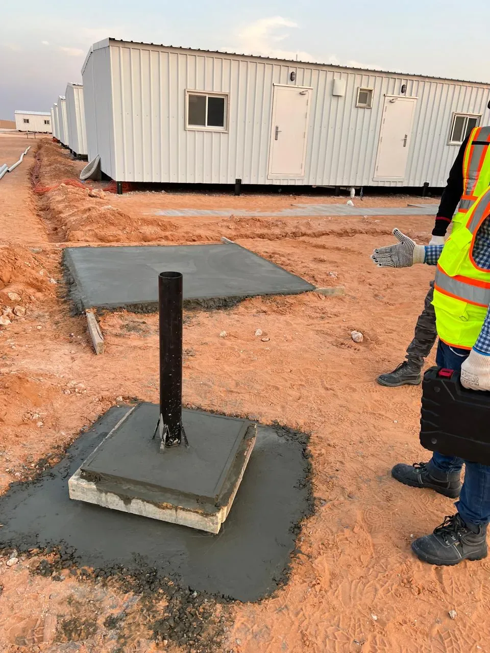 Dammam hotel and facility integration example showing satellite system foundation preparation for the Aramco JGC labour camp IPTV and Wi-Fi project near Al Kharj