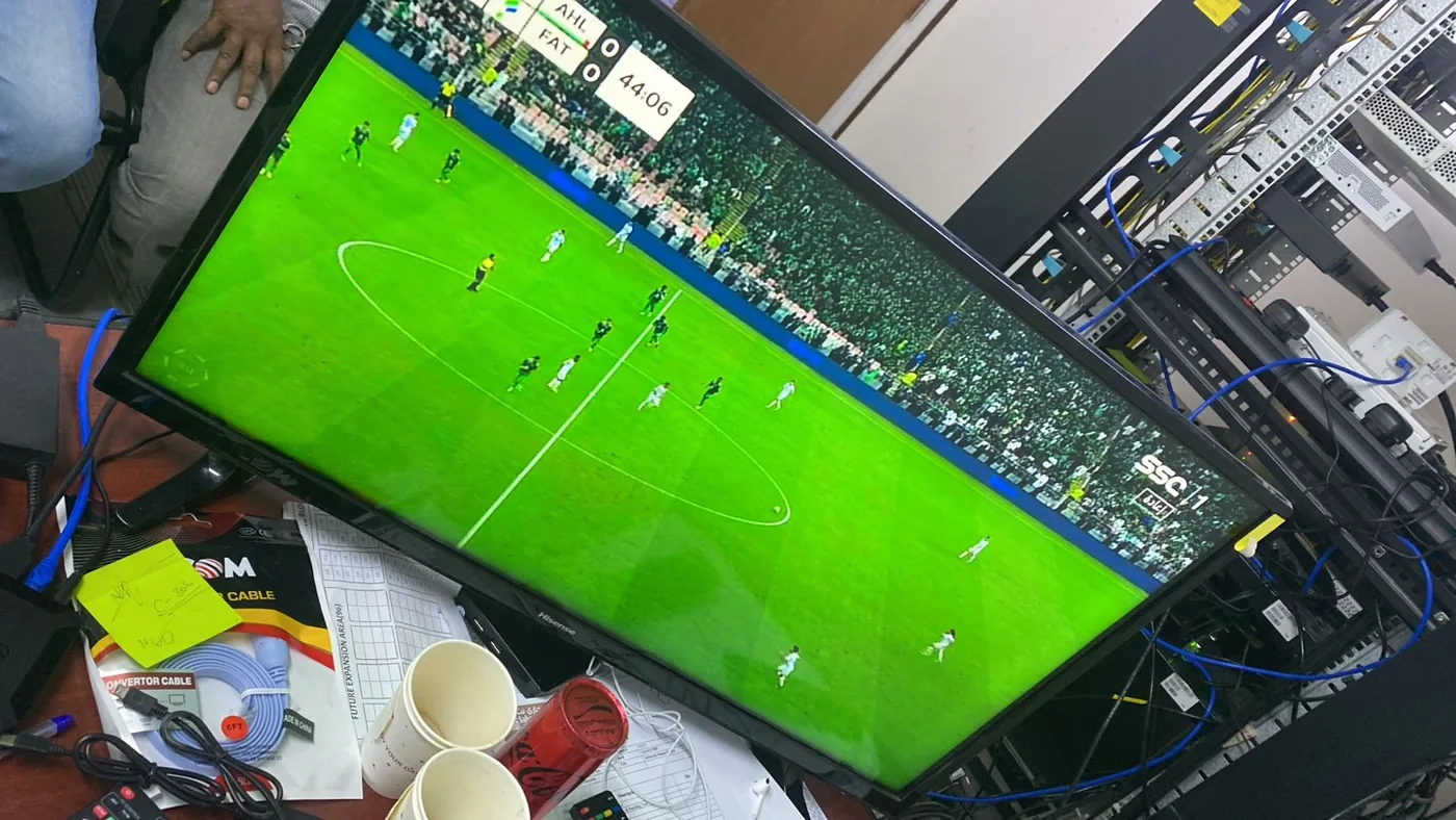 Dammam hotel and facility integration example showing sports Channel Testing on Camp TV Network - Tecnicas Reunidas Labour Camp