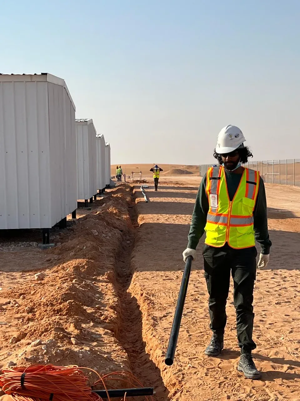 Dammam hotel and facility integration example showing structured cabling and conduit installation across the Aramco JGC labour camp facilities near Al Kharj