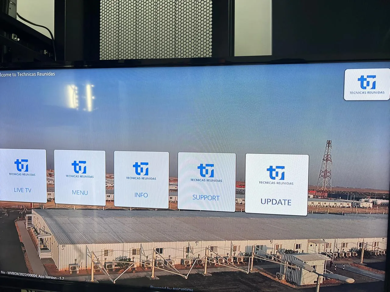 Dammam hotel and facility integration example showing tecnicas Reunidas IPTV Welcome Interface - Tecnicas Reunidas Labour Camp
